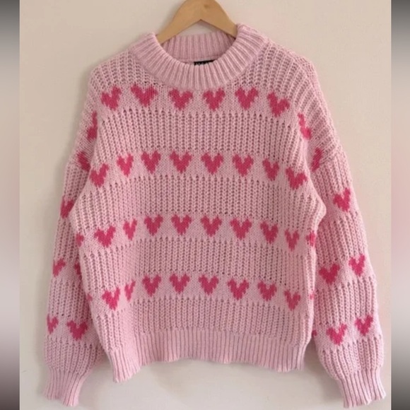 Pink Heart Knit Sweater - Picture 1 of 3